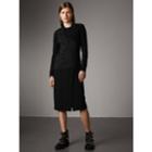 Burberry Burberry Tailored Panel Crepe And Wool Dress, Size: 06, Black