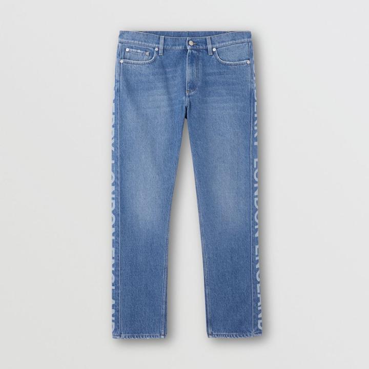 Burberry Burberry Straight Fit Logo Detail Washed Jeans, Size: 28r