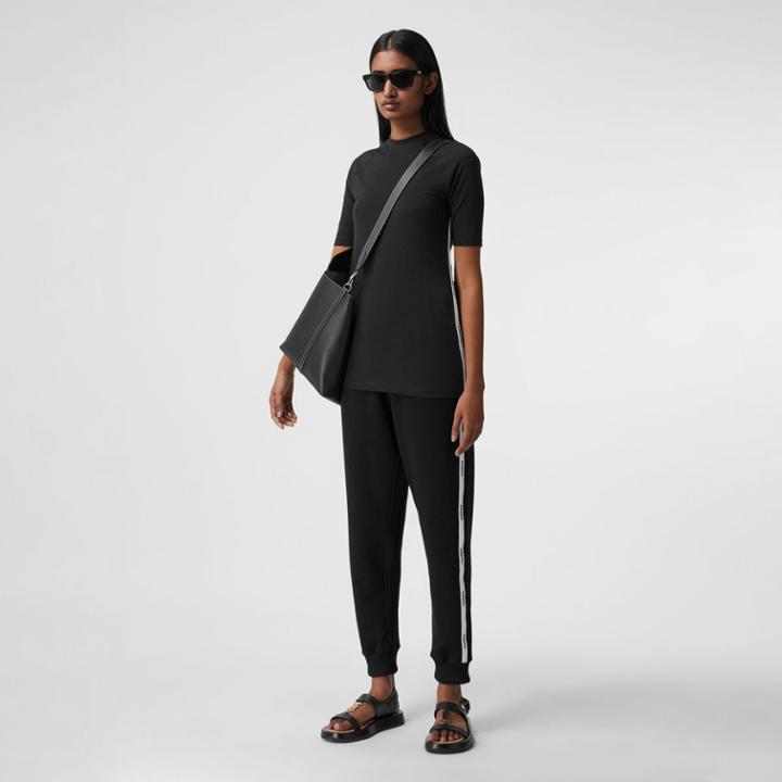 Burberry Burberry Logo Tape Stretch Cotton T-shirt, Size: M, Black