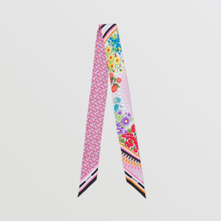 Burberry Burberry Monogram And Floral Print Silk Skinny Scarf