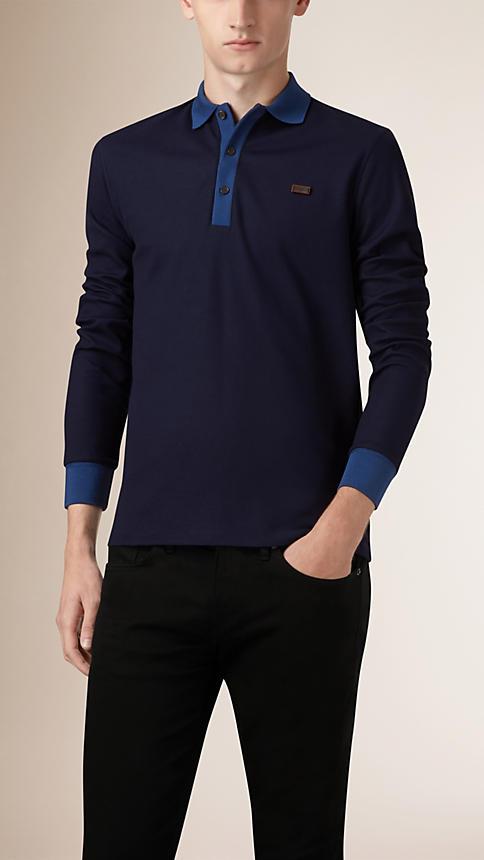 Burberry Long-sleeved Cotton Piqu Polo Shirt