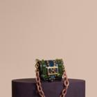 Burberry Burberry The Mini Square Buckle Bag In Ostrich, Snakeskin And Velvet, Green