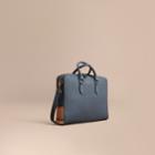 Burberry Burberry Leather And House Check Briefcase, Blue