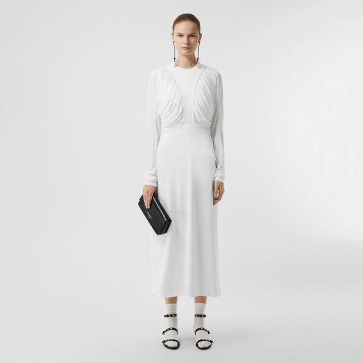 Burberry Burberry Ruched Panel Jersey Gown, Size: 00, White