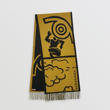 Burberry Burberry London Street Art Wool Cashmere Jacquard Scarf, Yellow