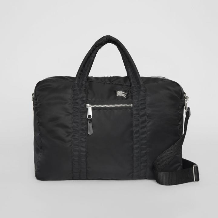 Burberry Burberry Ekd Aviator Nylon And Leather Briefcase, Black