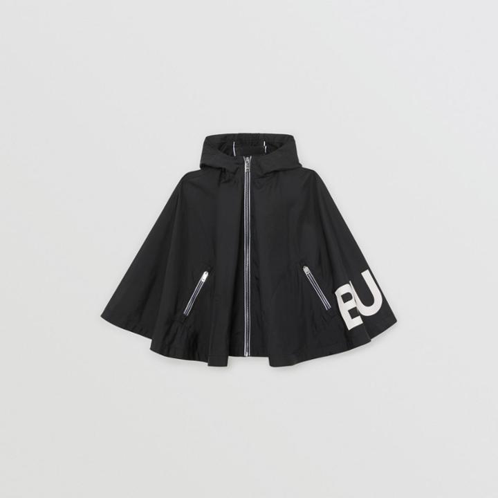 Burberry Burberry Childrens Logo Print Hooded Cape, Black