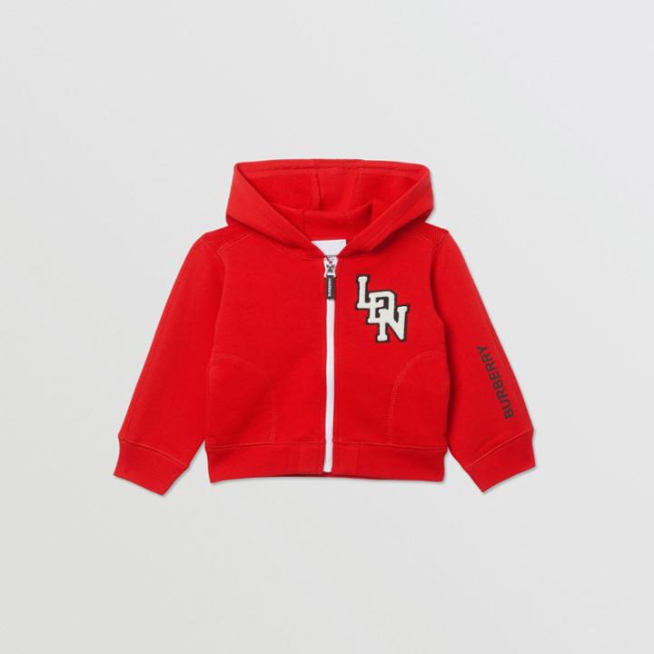 Burberry Burberry Childrens Logo Graphic Cotton Hooded Top, Size: 2y, Red