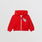 Burberry Burberry Childrens Logo Graphic Cotton Hooded Top, Size: 2y, Red