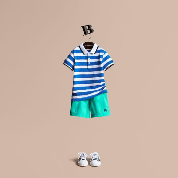 Burberry Burberry Striped Cotton Polo Shirt, Size: 8y, Blue