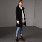 Burberry Burberry Technical Wool Cashmere Funnel Neck Coat, Size: 04, Black