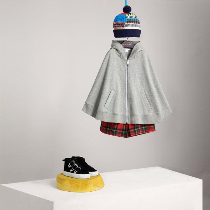 Burberry Burberry Embroidered Cotton Jersey Hooded Cape