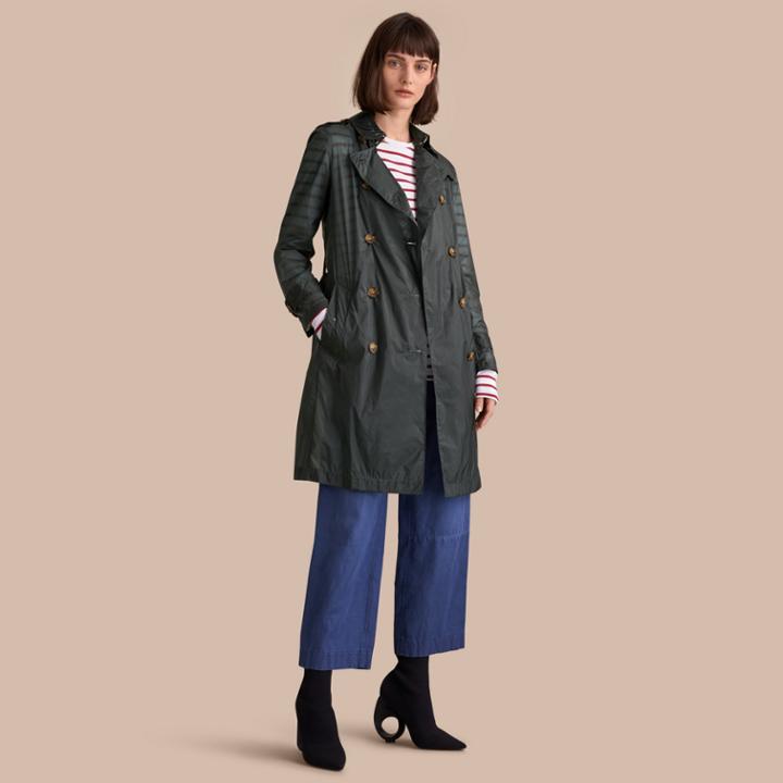 Burberry Burberry Super-lightweight Trench Coat, Size: 08, Green