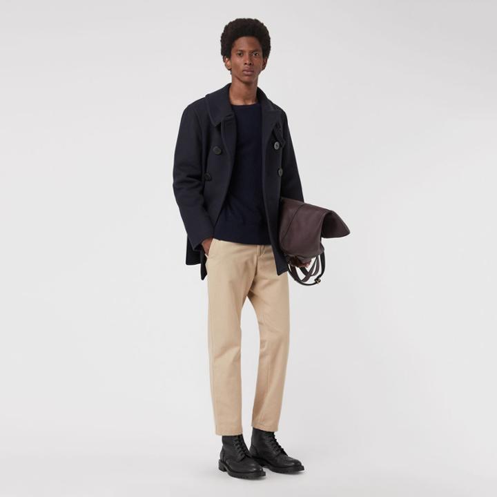 Burberry Burberry Wool Blend Pea Coat, Size: 42, Navy