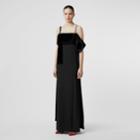 Burberry Burberry Faux Fur Detail Panelled Silk And Velvet Gown, Size: 08, Black