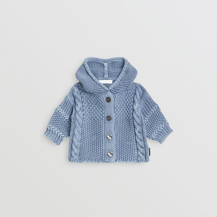 Burberry Burberry Childrens Contrast Knit Cotton Hooded Jacket, Size: 12m, Blue