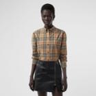 Burberry Burberry Button-down Collar Vintage Check Cotton Shirt, Size: 04, Beige