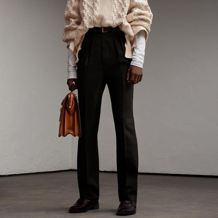 Burberry Burberry English Wool Mohair High-waist Tailored Trousers, Size: 40, Black