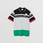 Burberry Burberry Childrens Logo Graphic Striped Cotton Piqu Polo Shirt, Size: 12y, Multicolour