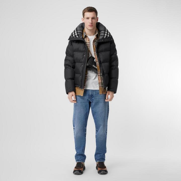Burberry Burberry Detachable Sleeve Hooded Puffer Jacket, Black