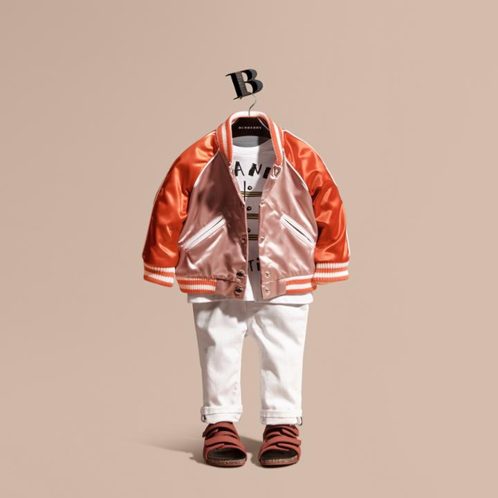 Burberry Burberry Varsity-style Satin Bomber Jacket, Size: 3y, Purple