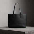 Burberry Burberry Embossed Leather Tote, Black