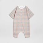 Burberry Burberry Childrens Bib Detail Check Cotton Jumpsuit, Size: 6m, Beige