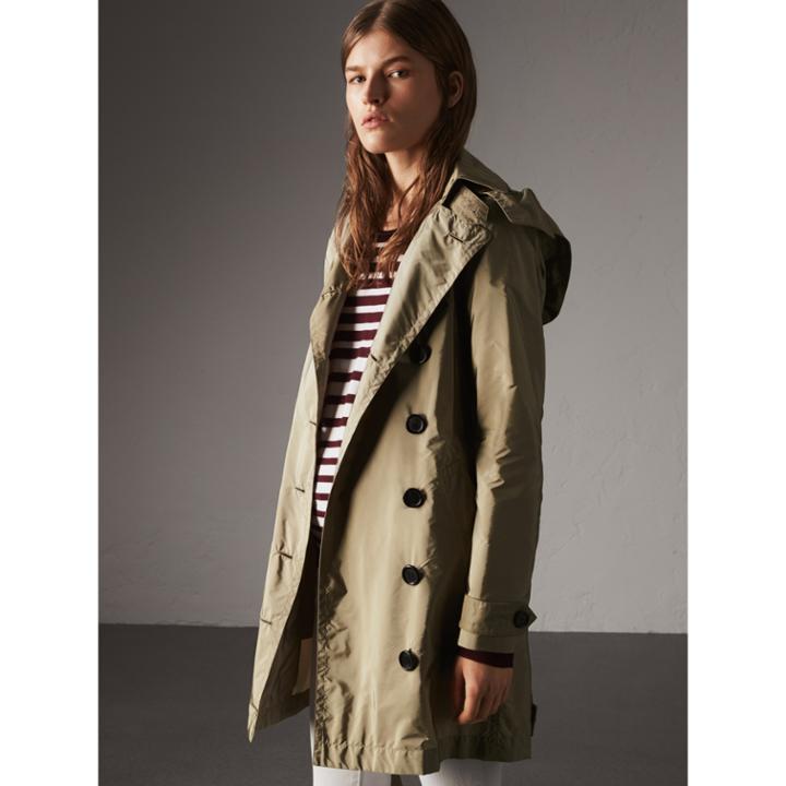 Burberry Burberry Taffeta Trench Coat With Detachable Hood, Size: 02, Beige