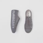 Burberry Burberry Logo Print Cotton Gabardine Sneakers, Size: 43, Grey