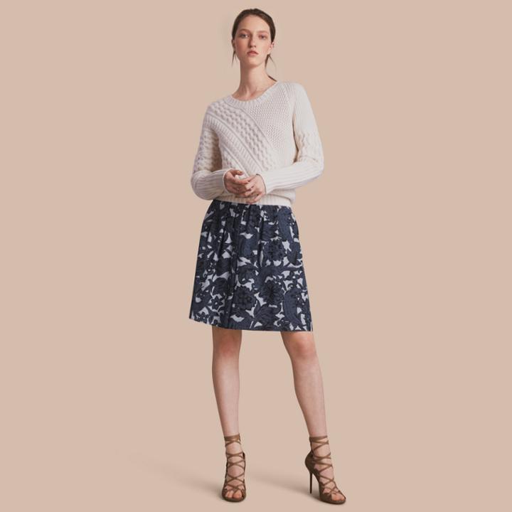 Burberry Burberry Beasts Print Silk Skirt, Size: 04, Blue