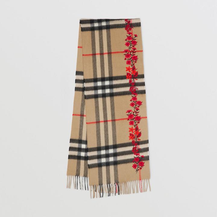 Burberry Burberry Floral Motif Check Cashmere Scarf - Online Exclusive