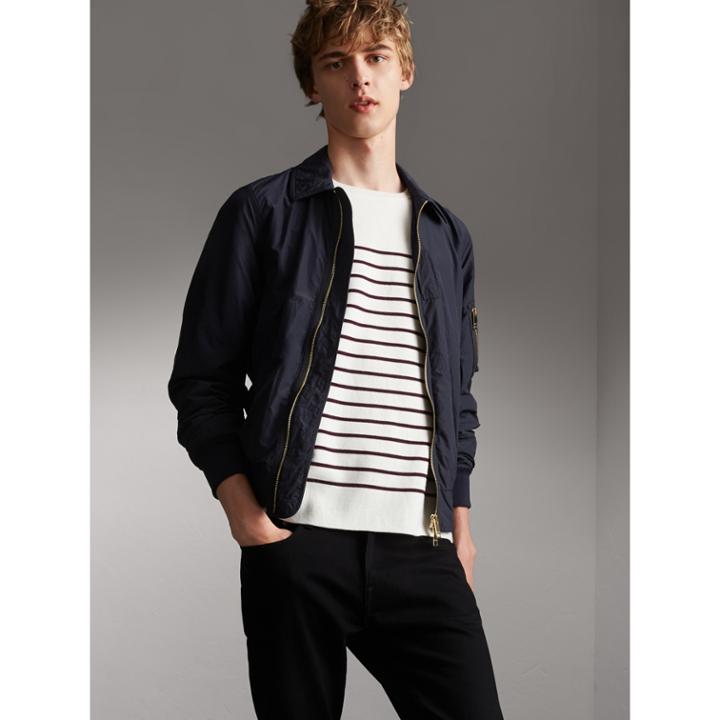 Burberry Burberry Seersucker Bomber Jacket, Size: 48, Blue
