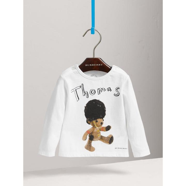Burberry Burberry Thomas Bear Guardsman Print Cotton Top, Size: 6m, White