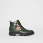 Burberry Burberry Vintage Check Detail Leather Chelsea Boots, Size: 42, Green