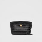 Burberry Burberry Embossed Leather Society Clutch, Black