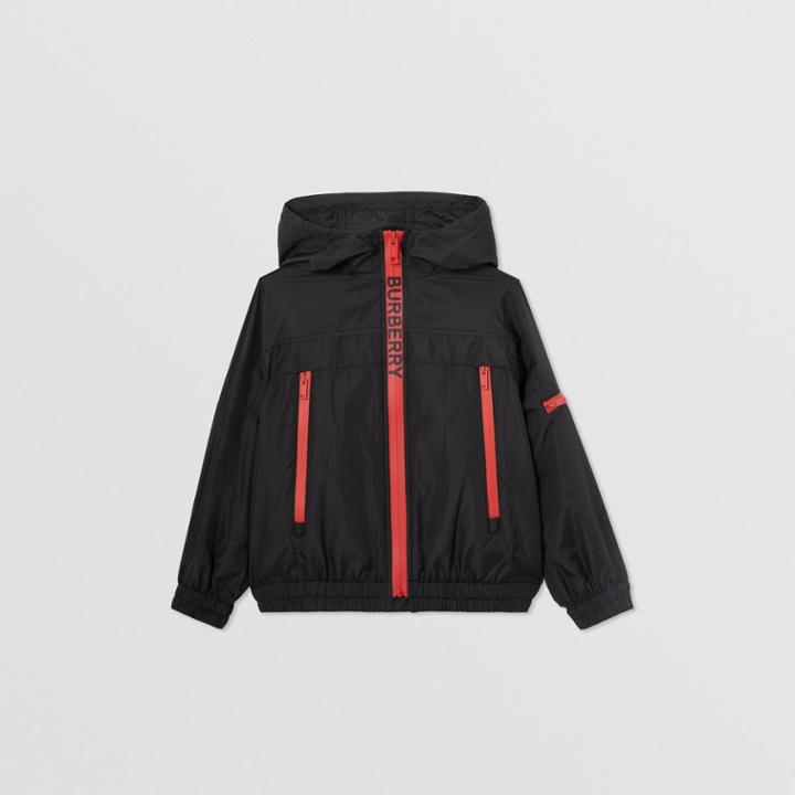 Burberry Burberry Childrens Logo Print Lightweight Hooded Jacket, Size: 3y, Black