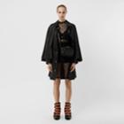 Burberry Burberry Cape Detail Nylon Twill Belted Coat, Size: 00, Black