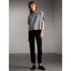 Burberry Burberry Check And Stripe Knitted Wool Blend T-shirt, Blue