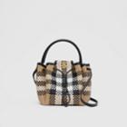 Burberry Burberry Monogram Motif Latticed Leather Bucket Bag, Beige