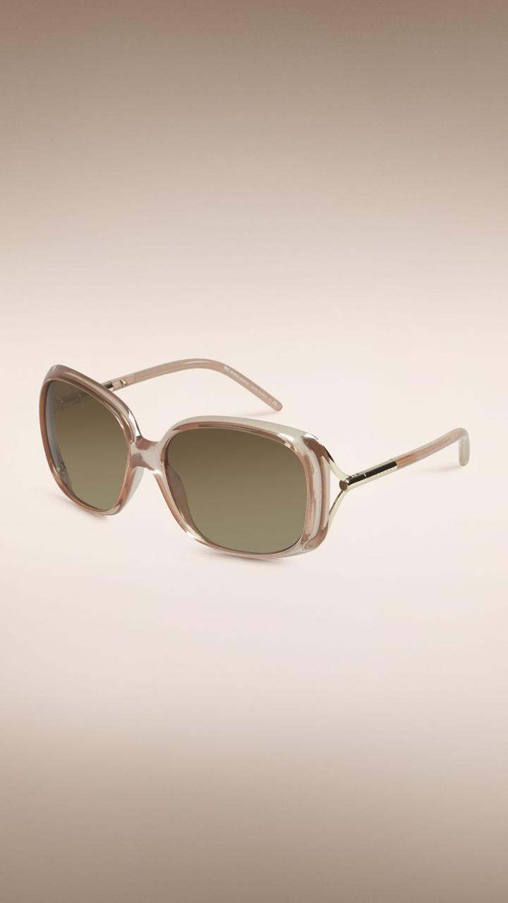 Burberry Burberry Trench Collection Oversize Rounded Frame Sunglasses, Brown