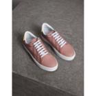 Burberry Burberry Perforated Check Leather Sneakers, Size: 38.5, Pink