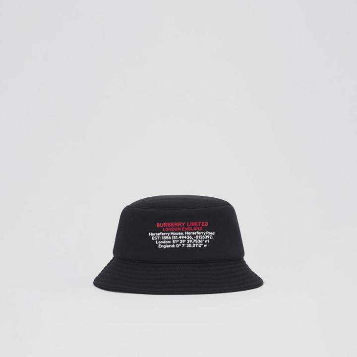 Burberry Burberry Location Print Cotton Bucket Hat, Size: M
