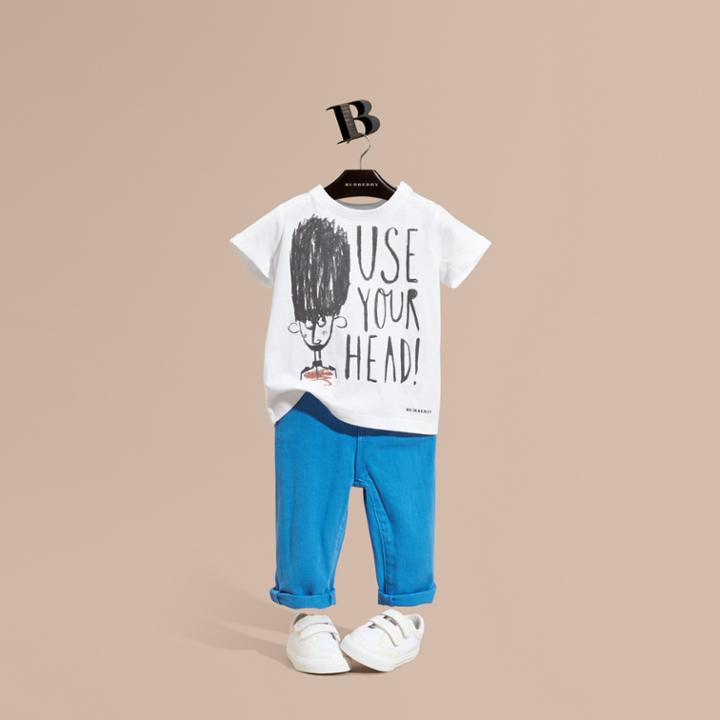 Burberry Burberry Use Your Head Graphic Cotton T-shirt, Size: 3y, White