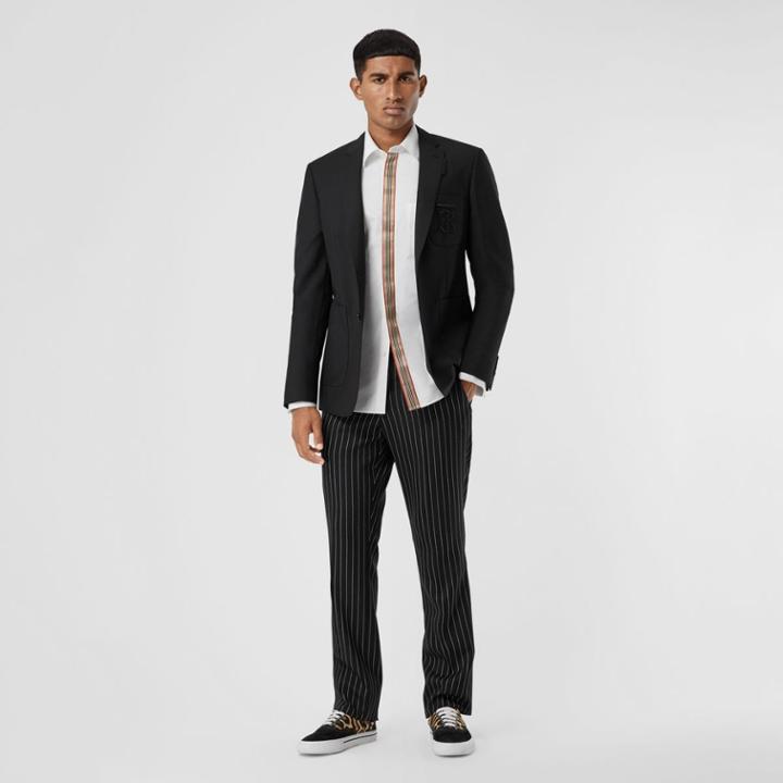 Burberry Burberry Slim Fit Monogram Motif Wool Mohair Tailored Jacket, Size: 40r, Black