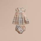 Burberry Burberry Washed Check Cotton Dress, Size: 9m, Beige