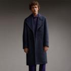 Burberry Burberry Donegal Herringbone Wool Tweed Topcoat, Size: 38, Blue