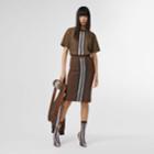 Burberry Burberry Monogram Stripe Print Cotton Oversized T-shirt, Size: Xs, Bridle Brown