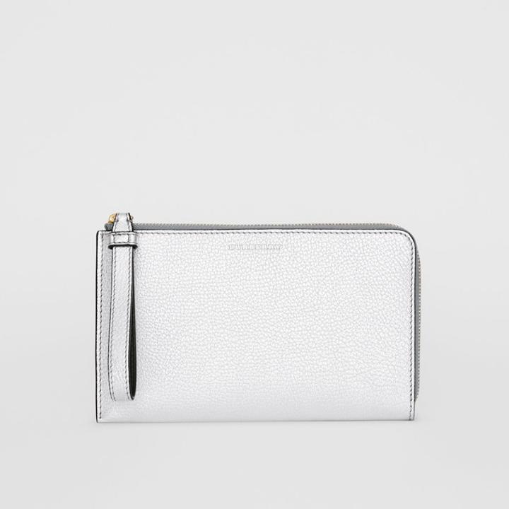 Burberry Burberry Two-tone Metallic Leather Travel Wallet, Grey
