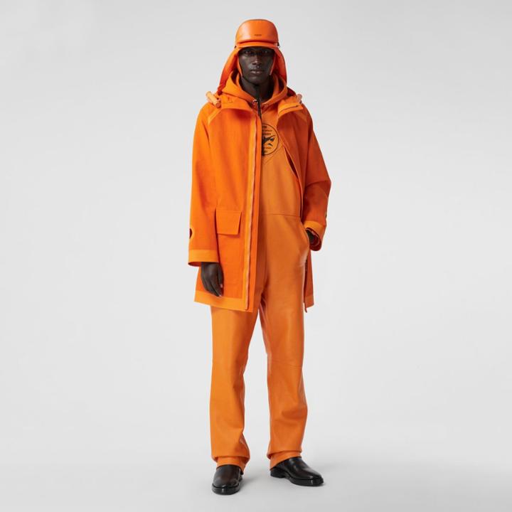 Burberry Burberry Cut-out Detail Cotton Canvas Parka, Size: 46, Deep Orange