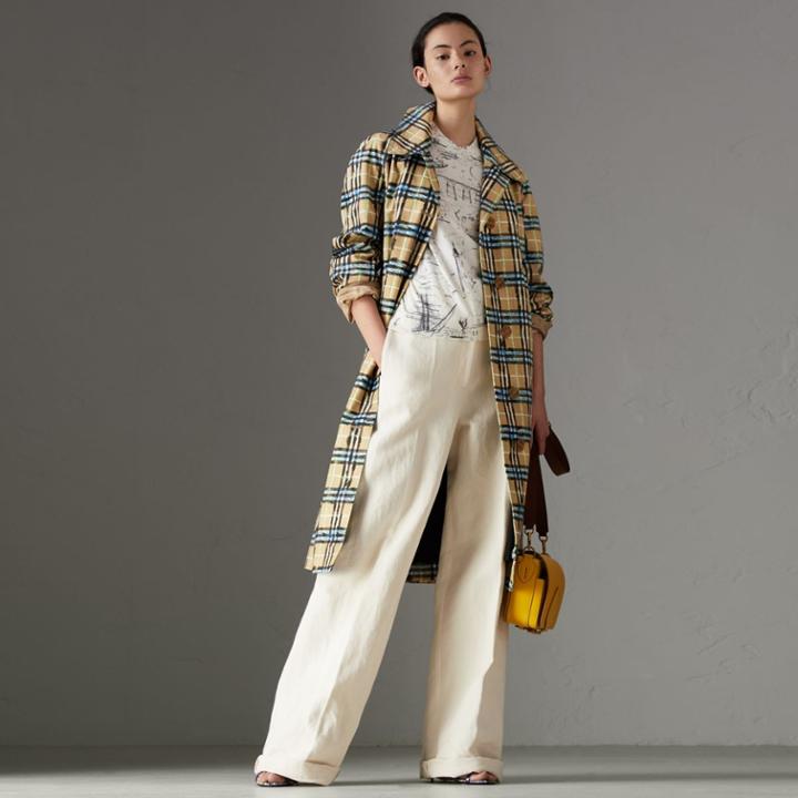 Burberry Burberry Landmark Print Silk Cashmere Sweater, White